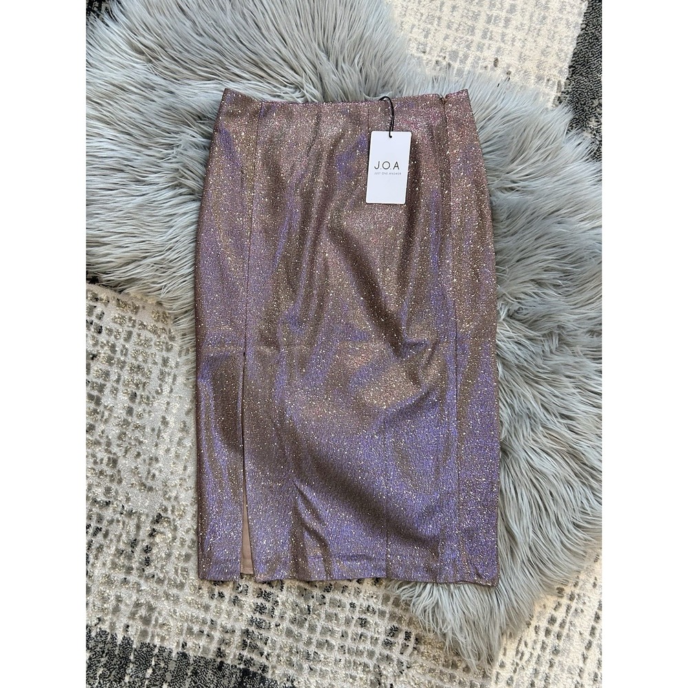 Just One Answer Skinny Fit Gold Glitter Knee Length Skirt Size XSmall NWT